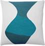 Judy Ross Textiles Hand-Embroidered Chain Stitch Totem Throw Pillow cream/azure/tropical blue/petrol